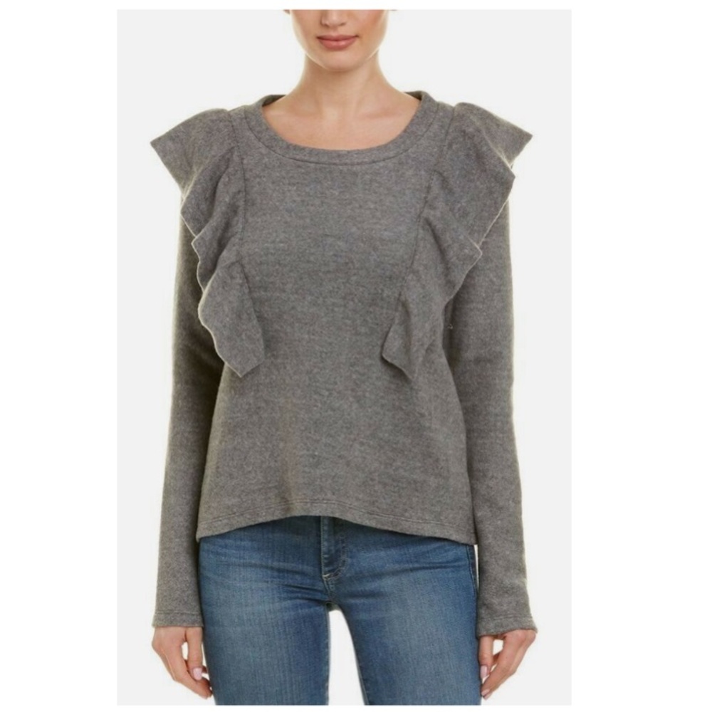 McGuire Sabina Gray Cotton Blend Long-sleeved Ruffled Sweater US M